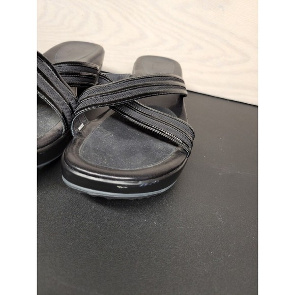 Cole Haan Air Women's SZ 11 B Sandals Platform Wedge Slip On Black Leather - Picture 4 of 9